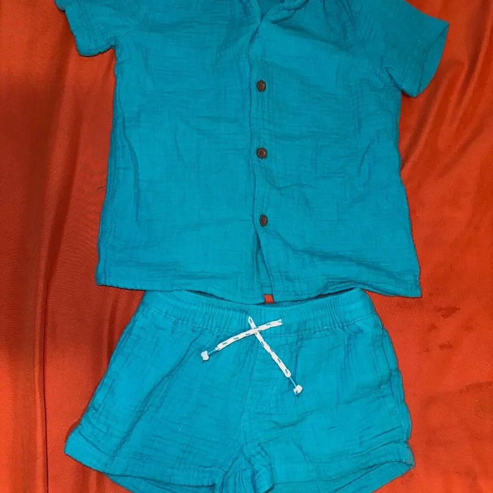 Cat & Jack Toddler Girls 2-Piece Gauze Button-Up Shirt & Shorts Set | Size 5T